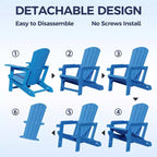 NAYSAYE Patio Chaise Lounge Adirondack Chair 4-Piece Foldable Recliner with Cup Holder 400 LBS Capacity for Backyard Garden, 22.3*30*36.4