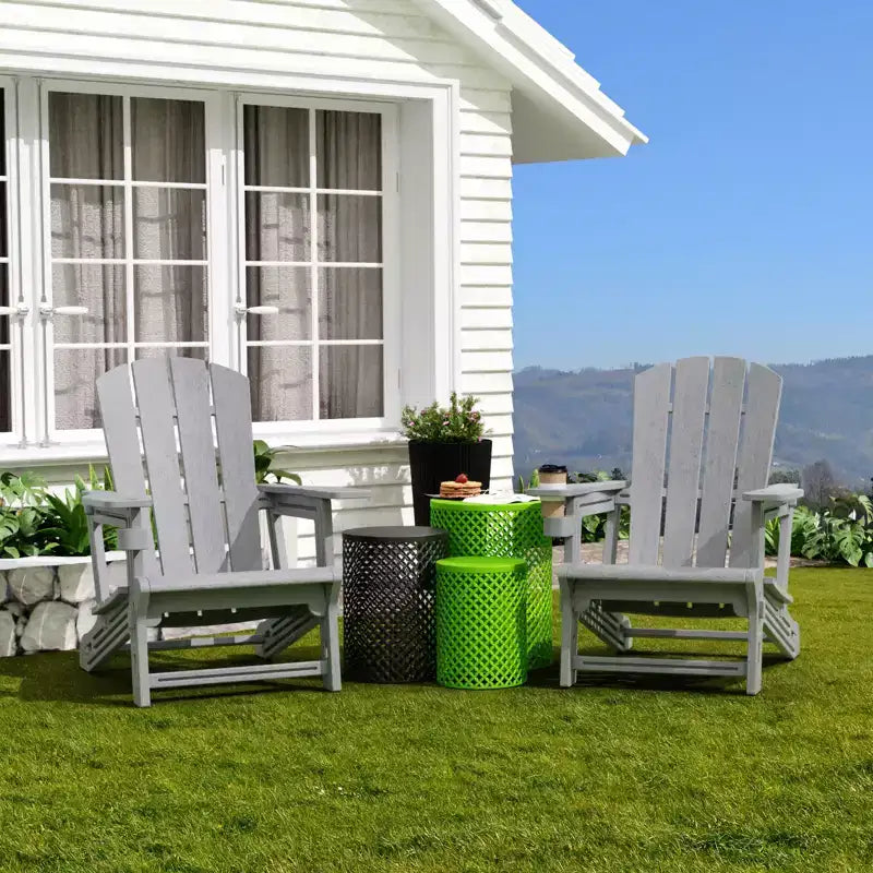 NAYSAYE Patio Chaise Lounge Adirondack Chair 4-Piece Foldable Recliner with Cup Holder 400 LBS Capacity for Backyard Garden, 22.3*30*36.4