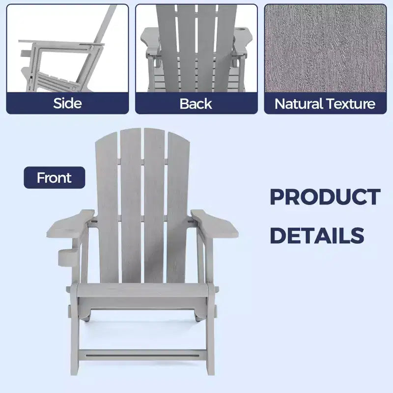 NAYSAYE Patio Chaise Lounge Adirondack Chair 4-Piece Foldable Recliner with Cup Holder 400 LBS Capacity for Backyard Garden, 22.3*30*36.4
