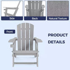 NAYSAYE Patio Chaise Lounge Adirondack Chair 4-Piece Foldable Recliner with Cup Holder 400 LBS Capacity for Backyard Garden, 22.3*30*36.4