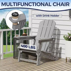 NAYSAYE Patio Chaise Lounge Adirondack Chair 4-Piece Foldable Recliner with Cup Holder 400 LBS Capacity for Backyard Garden, 22.3*30*36.4
