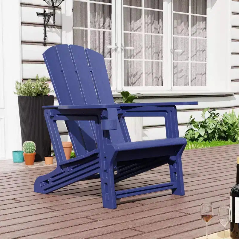 NAYSAYE Patio Chaise Lounge Adirondack Chair 4-Piece Foldable Recliner with Cup Holder 400 LBS Capacity for Backyard Garden, 22.3*30*36.4