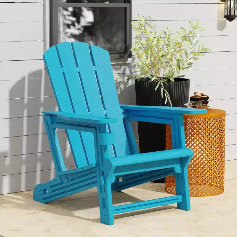 NAYSAYE Patio Chaise Lounge Adirondack Chair 4-Piece Foldable Recliner with Cup Holder 400 LBS Capacity for Backyard Garden, 22.3*30*36.4
