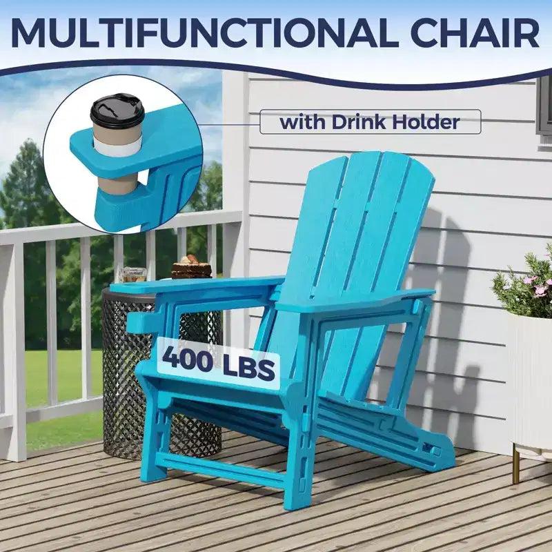 NAYSAYE Patio Chaise Lounge Adirondack Chair 4-Piece Foldable Recliner with Cup Holder 400 LBS Capacity for Backyard Garden, 22.3*30*36.4