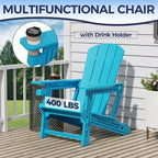 NAYSAYE Patio Chaise Lounge Adirondack Chair 4-Piece Foldable Recliner with Cup Holder 400 LBS Capacity for Backyard Garden, 22.3*30*36.4