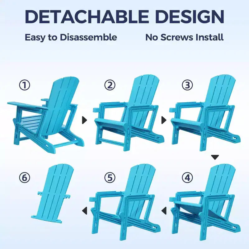NAYSAYE Patio Chaise Lounge Adirondack Chair 4-Piece Foldable Recliner with Cup Holder 400 LBS Capacity for Backyard Garden, 22.3*30*36.4