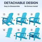 NAYSAYE Patio Chaise Lounge Adirondack Chair 4-Piece Foldable Recliner with Cup Holder 400 LBS Capacity for Backyard Garden, 22.3*30*36.4