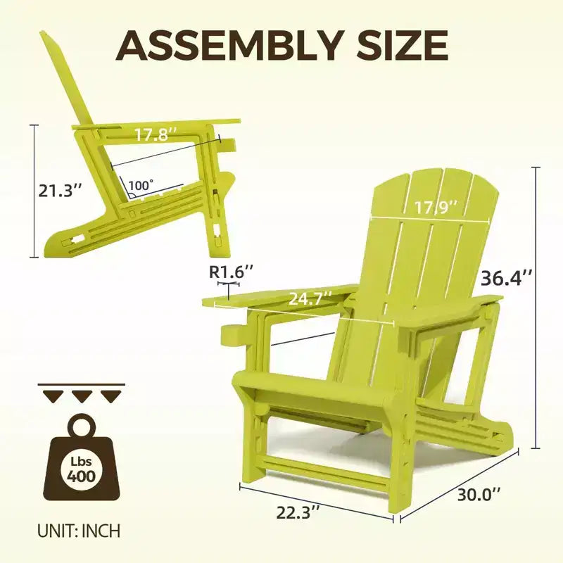 NAYSAYE Patio Chaise Lounge Adirondack Chair 4-Piece Foldable Recliner with Cup Holder 400 LBS Capacity for Backyard Garden, 22.3*30*36.4