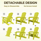 NAYSAYE Patio Chaise Lounge Adirondack Chair 4-Piece Foldable Recliner with Cup Holder 400 LBS Capacity for Backyard Garden, 22.3*30*36.4