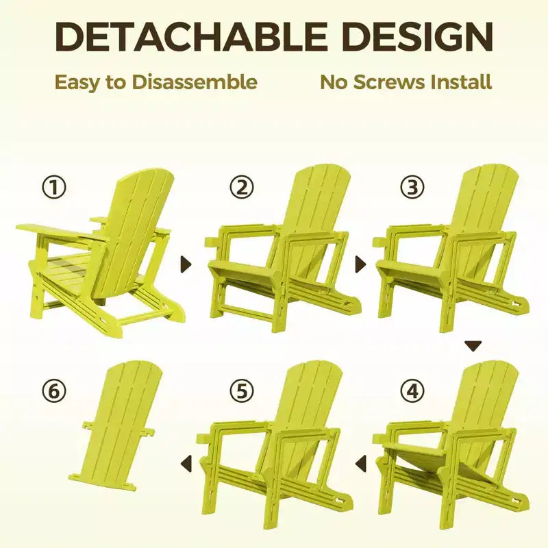 NAYSAYE Patio Chaise Lounge Adirondack Chair 4-Piece Foldable Recliner with Cup Holder 400 LBS Capacity for Backyard Garden, 22.3*30*36.4