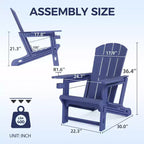 NAYSAYE Patio Chaise Lounge Adirondack Chair 4-Piece Foldable Recliner with Cup Holder 400 LBS Capacity for Backyard Garden, 22.3*30*36.4