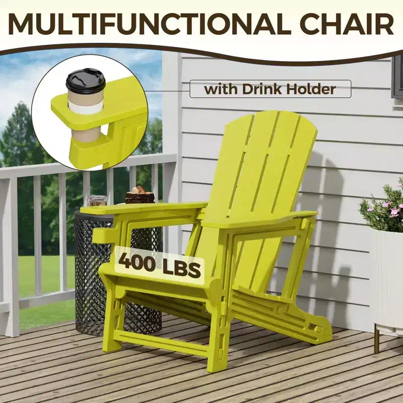 NAYSAYE Patio Chaise Lounge Adirondack Chair 4-Piece Foldable Recliner with Cup Holder 400 LBS Capacity for Backyard Garden, 22.3*30*36.4