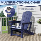 NAYSAYE Patio Chaise Lounge Adirondack Chair 4-Piece Foldable Recliner with Cup Holder 400 LBS Capacity for Backyard Garden, 22.3*30*36.4