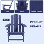 NAYSAYE Patio Chaise Lounge Adirondack Chair 4-Piece Foldable Recliner with Cup Holder 400 LBS Capacity for Backyard Garden, 22.3*30*36.4