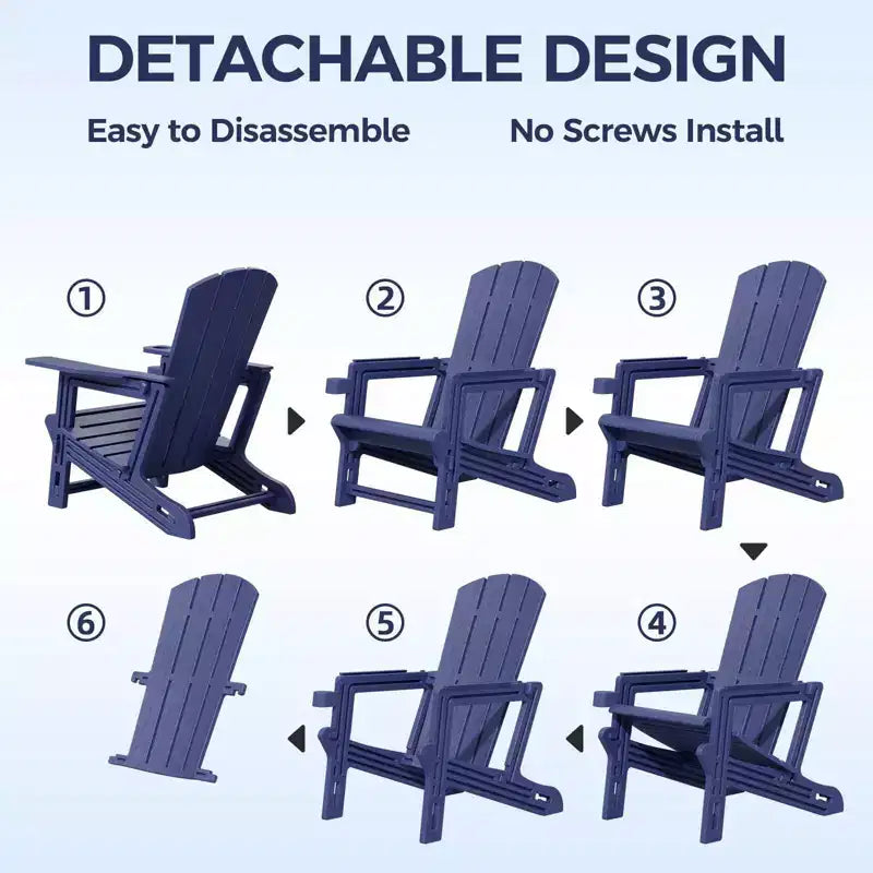 NAYSAYE Patio Chaise Lounge Adirondack Chair 4-Piece Foldable Recliner with Cup Holder 400 LBS Capacity for Backyard Garden, 22.3*30*36.4