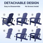 NAYSAYE Patio Chaise Lounge Adirondack Chair 4-Piece Foldable Recliner with Cup Holder 400 LBS Capacity for Backyard Garden, 22.3*30*36.4