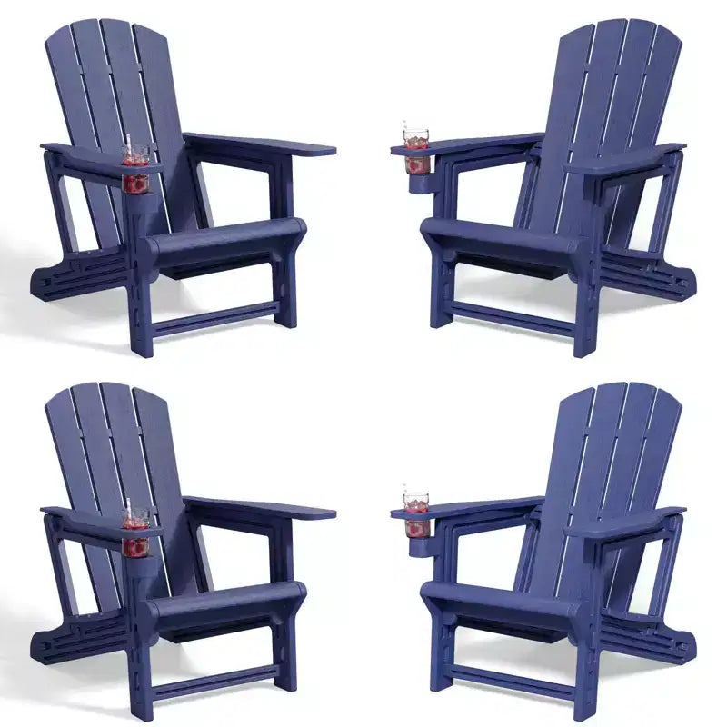 NAYSAYE Patio Chaise Lounge Adirondack Chair 4-Piece Foldable Recliner with Cup Holder 400 LBS Capacity for Backyard Garden, 22.3*30*36.4