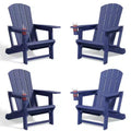 NAYSAYE Patio Chaise Lounge Adirondack Chair 4-Piece Foldable Recliner with Cup Holder 400 LBS Capacity for Backyard Garden, 22.3*30*36.4