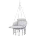 Hanging Hammock Chair with Cushion Steel Frame and Boho Fringe Indoor Outdoor