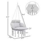 Hanging Hammock Chair with Cushion Steel Frame and Boho Fringe Indoor Outdoor