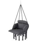 Hanging Hammock Chair with Cushion and Steel Frame Boho Style Indoor Outdoor