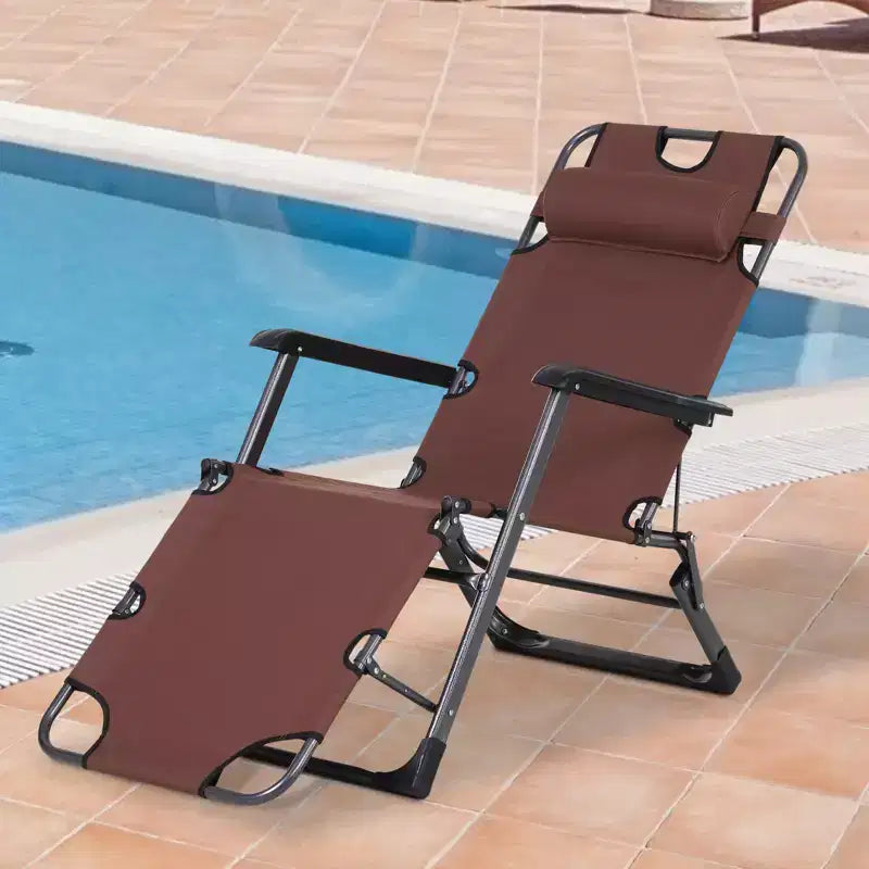 Sedia a sdraio pieghevole per esterni, sedia prendisole 2 in 1 con cuscino e tasca, sedia da piscina regolabile per spiaggia, patio, prato, ponte