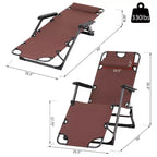 Sedia a sdraio pieghevole per esterni, sedia prendisole 2 in 1 con cuscino e tasca, sedia da piscina regolabile per spiaggia, patio, prato, ponte