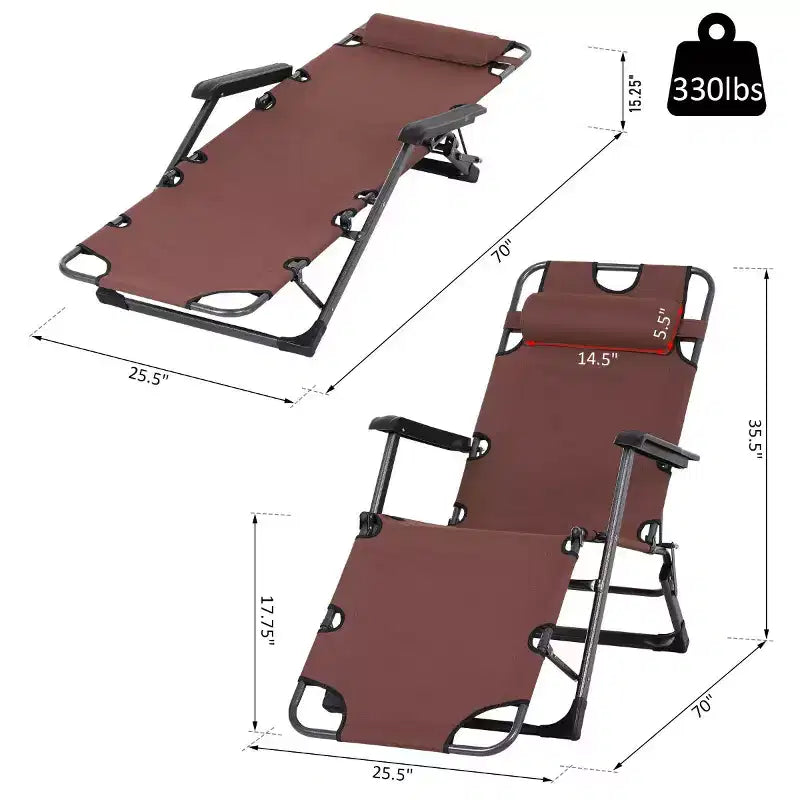 Sedia a sdraio pieghevole per esterni, sedia prendisole 2 in 1 con cuscino e tasca, sedia da piscina regolabile per spiaggia, patio, prato, ponte