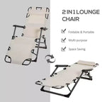 Sedia a sdraio pieghevole per esterni, sedia prendisole 2 in 1 con cuscino e tasca, sedia da piscina regolabile per spiaggia, patio, prato, ponte