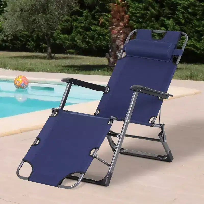 Sedia a sdraio pieghevole per esterni, sedia prendisole 2 in 1 con cuscino e tasca, sedia da piscina regolabile per spiaggia, patio, prato, ponte