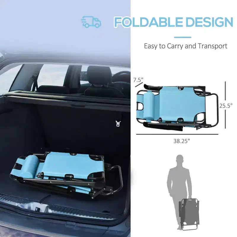 Sedia a sdraio pieghevole per esterni, sedia prendisole 2 in 1 con cuscino e tasca, sedia da piscina regolabile per spiaggia, patio, prato, ponte