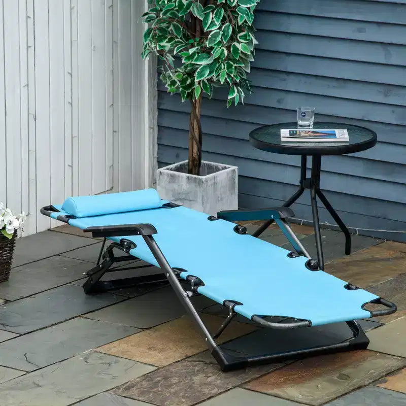 Sedia a sdraio pieghevole per esterni, sedia prendisole 2 in 1 con cuscino e tasca, sedia da piscina regolabile per spiaggia, patio, prato, ponte