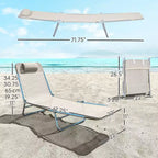 2 Piece Folding Chaise Lounge Chairs, Pool Sun Tanning Chairs with Reclining Back, Breathable Mesh Seat, Headrest for Beach, Patio