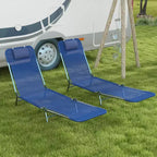 2 Piece Folding Chaise Lounge Chairs, Pool Sun Tanning Chairs with Reclining Back, Breathable Mesh Seat, Headrest for Beach, Patio