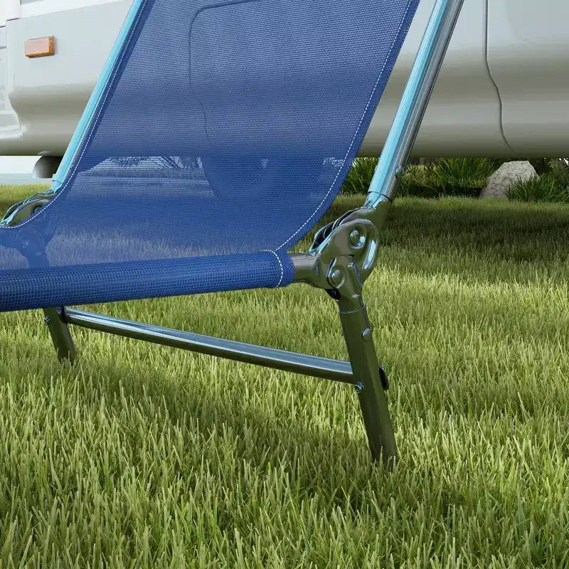 2 Piece Folding Chaise Lounge Chairs, Pool Sun Tanning Chairs with Reclining Back, Breathable Mesh Seat, Headrest for Beach, Patio