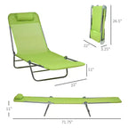 2 Piece Folding Chaise Lounge Chairs, Pool Sun Tanning Chairs with Reclining Back, Breathable Mesh Seat, Headrest for Beach, Patio