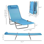 2 Piece Folding Chaise Lounge Chairs, Pool Sun Tanning Chairs with Reclining Back, Breathable Mesh Seat, Headrest for Beach, Patio