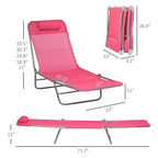 2 Piece Folding Chaise Lounge Chairs, Pool Sun Tanning Chairs with Reclining Back, Breathable Mesh Seat, Headrest for Beach, Patio