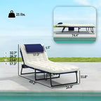 Folding Chaise Lounge Pool Chair with 4-level Reclining Back, Cushion, Side Pocket, Headrest