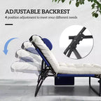 Folding Chaise Lounge Pool Chair with 4-level Reclining Back, Cushion, Side Pocket, Headrest