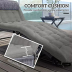 Folding Chaise Lounge Pool Chair with 4-level Reclining Back, Cushion, Side Pocket, Headrest