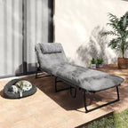 Folding Chaise Lounge Pool Chair with 4-level Reclining Back, Cushion, Side Pocket, Headrest
