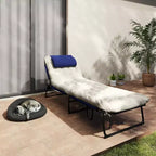 Folding Chaise Lounge Pool Chair with 4-level Reclining Back, Cushion, Side Pocket, Headrest