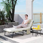 Folding Chaise Lounge Pool Chair with 4-level Reclining Back, Cushion, Side Pocket, Headrest