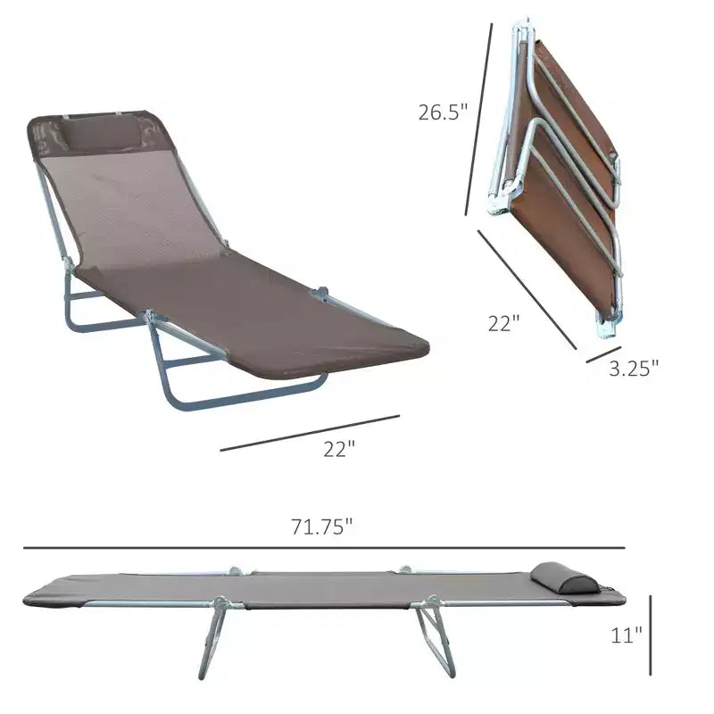 Sedie a sdraio pieghevoli per piscina, sedie da esterno per prendere il sole con cuscino, schienale reclinabile, telaio in acciaio e rete traspirante per spiaggia, patio