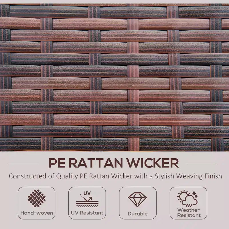 Lettino da giorno in rattan da esterno con cuscini, lettino da esterno in vimini con divanetto, pouf contenitore e tavolini, per bordo piscina, portico