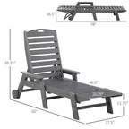 Outdoor Chaise Lounge Chair, Waterproof Pool Furniture with Reclining Adjustable Backrest & Wheels for Beachning, Poolside, Patio