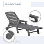 Outdoor Chaise Lounge Chair, Waterproof Pool Furniture with Reclining Adjustable Backrest & Wheels for Beachning, Poolside, Patio