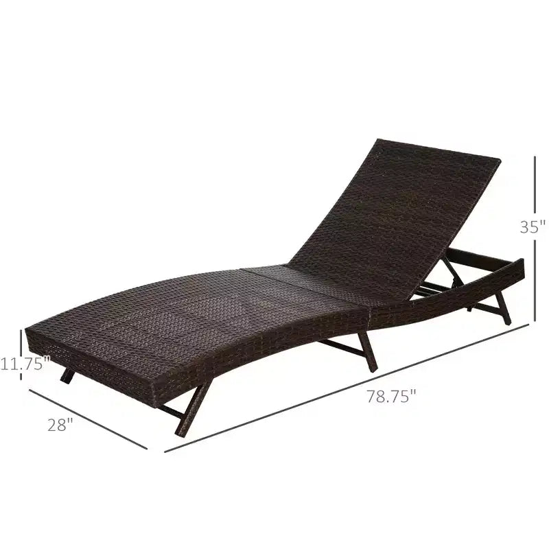 Patio Chaise Lounge, Pool Chair with 5 Position Adjustable Backrest & Cushion, Outdoor PE Rattan Wicker Sun Tanning Seat, 78.75 x 28 x 35
