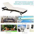Patio Chaise Lounge, Pool Chair with 5 Position Adjustable Backrest & Cushion, Outdoor PE Rattan Wicker Sun Tanning Seat, 78.75 x 28 x 35